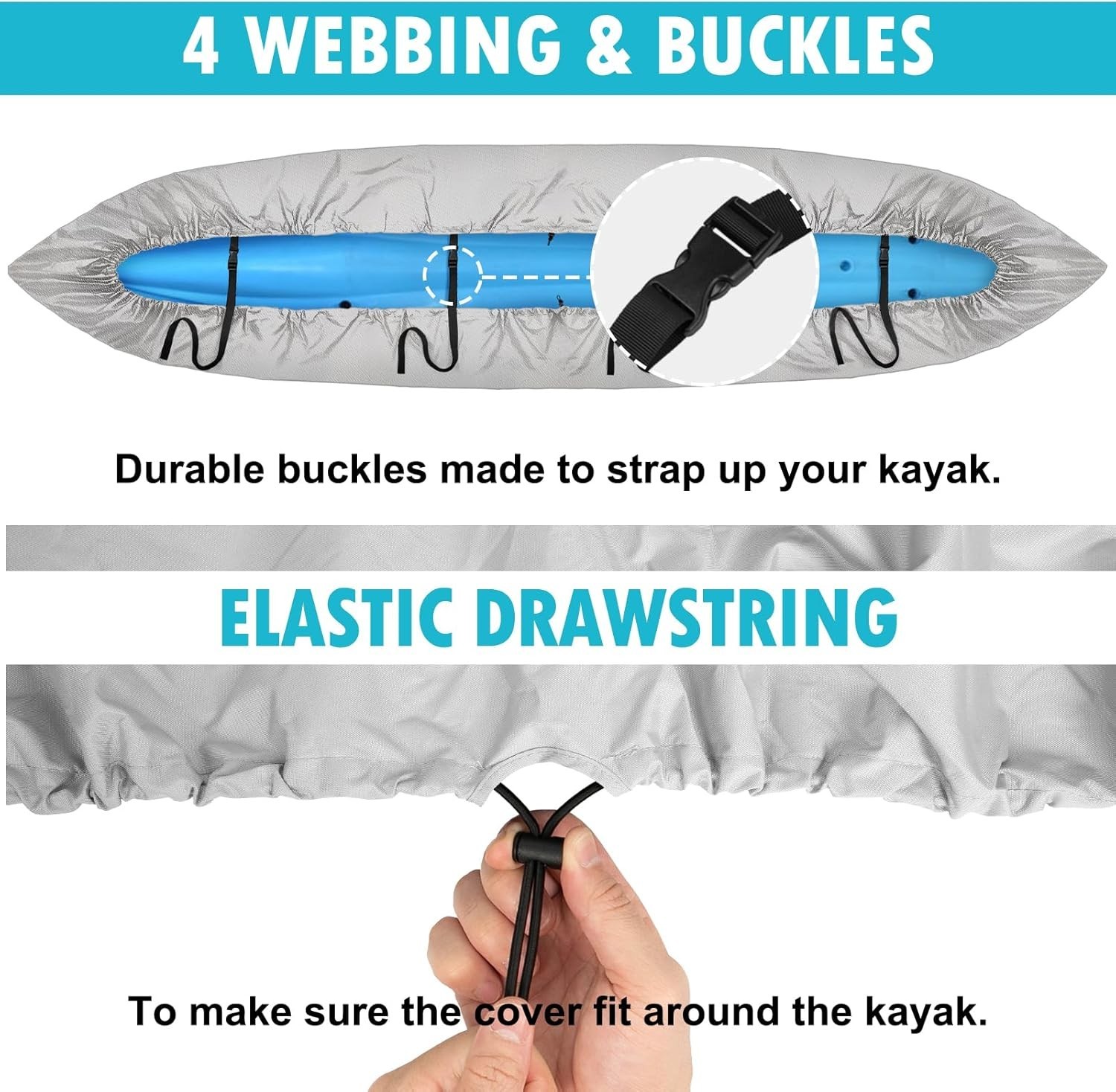 Versatile 600D Kayak Cover 10.8-12FT, Waterproof & UV-Proof for All Conditions