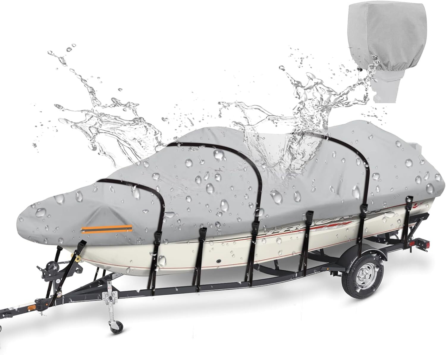 Waterproof Boat Cover 20-22ft, Heavy Duty 800D Marine Grade Oxford Cloth,