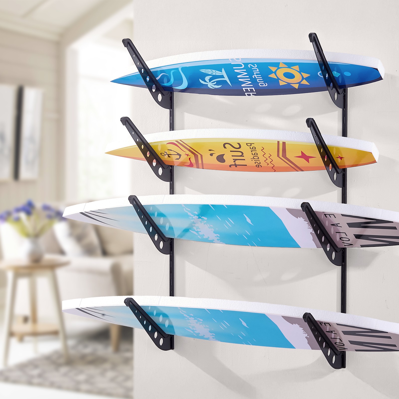 VEVOR Surfboard Wall Mount 1/3/4/5 Tiers Horizontal/Vertical Surfboard Rack