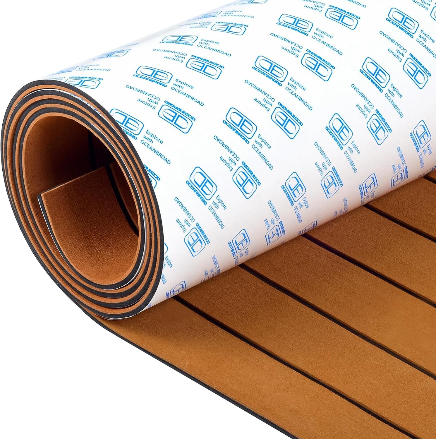 Boat Flooring EVA Foam Self-Adhesive 96”x45.6”/36”/28.8”/16.8” Faux Teak Ma