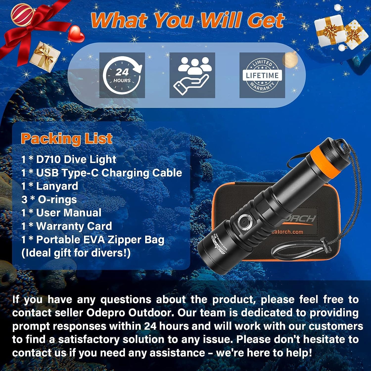 3000 Lumen Scuba Diving Flashlight, IP68 Waterproof 150M Submersible
