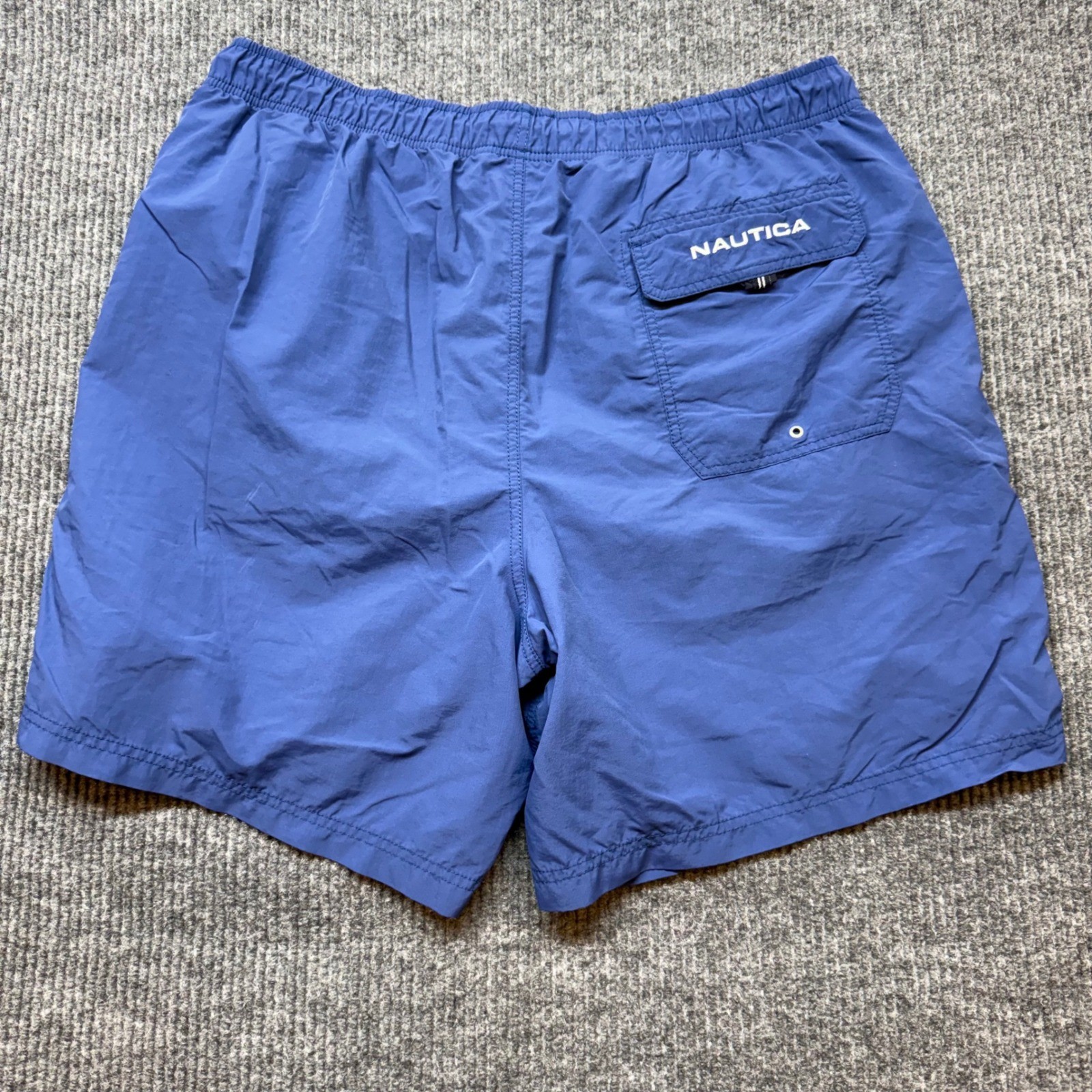 Nautica Mens Blue Swim Trunks XXL White Stripe Drawstring Quick Dry Board Shorts