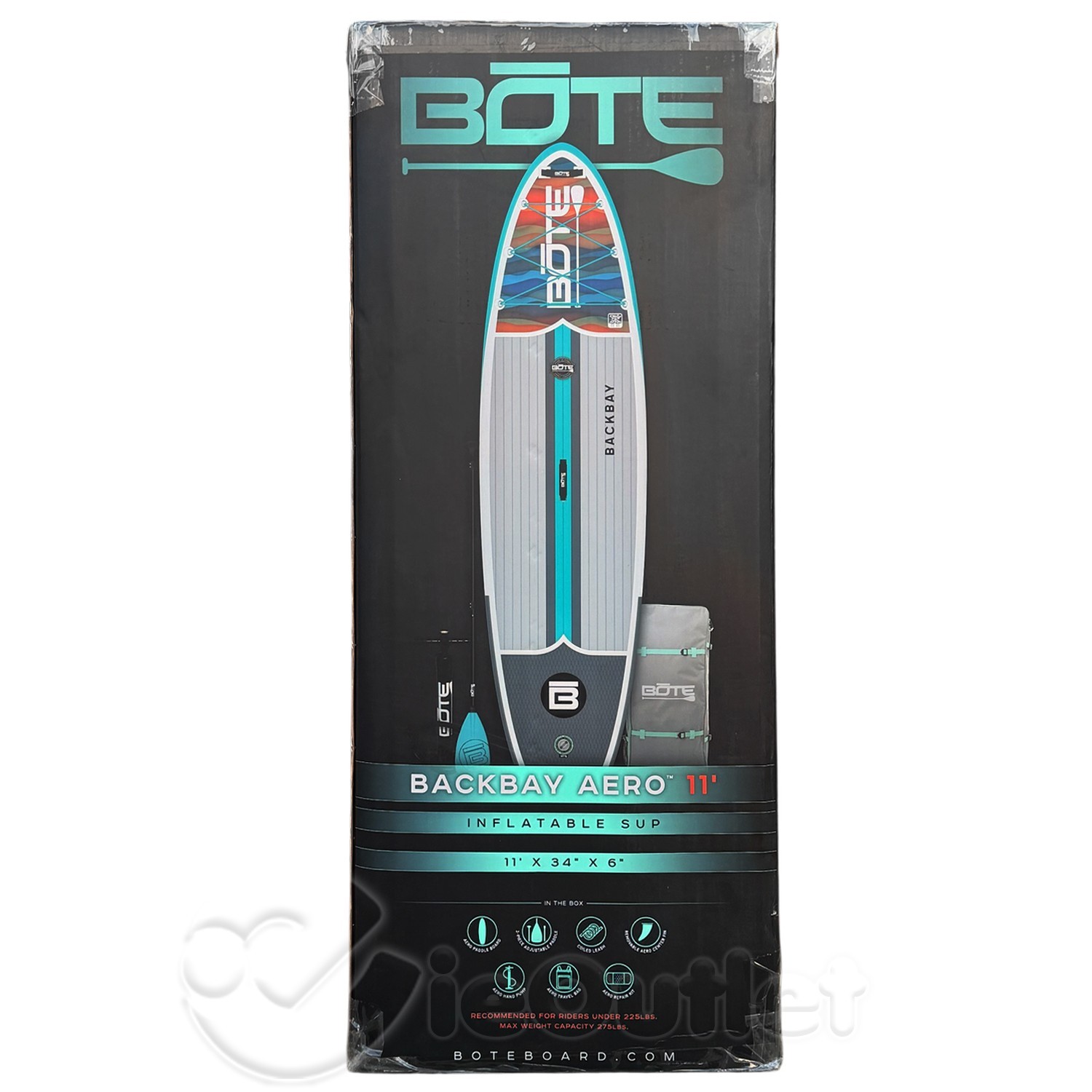 NEW BOTE Backbay Aero Inflatable 11′ SUP Stand Up Paddleboard w/ Paddle & Leash