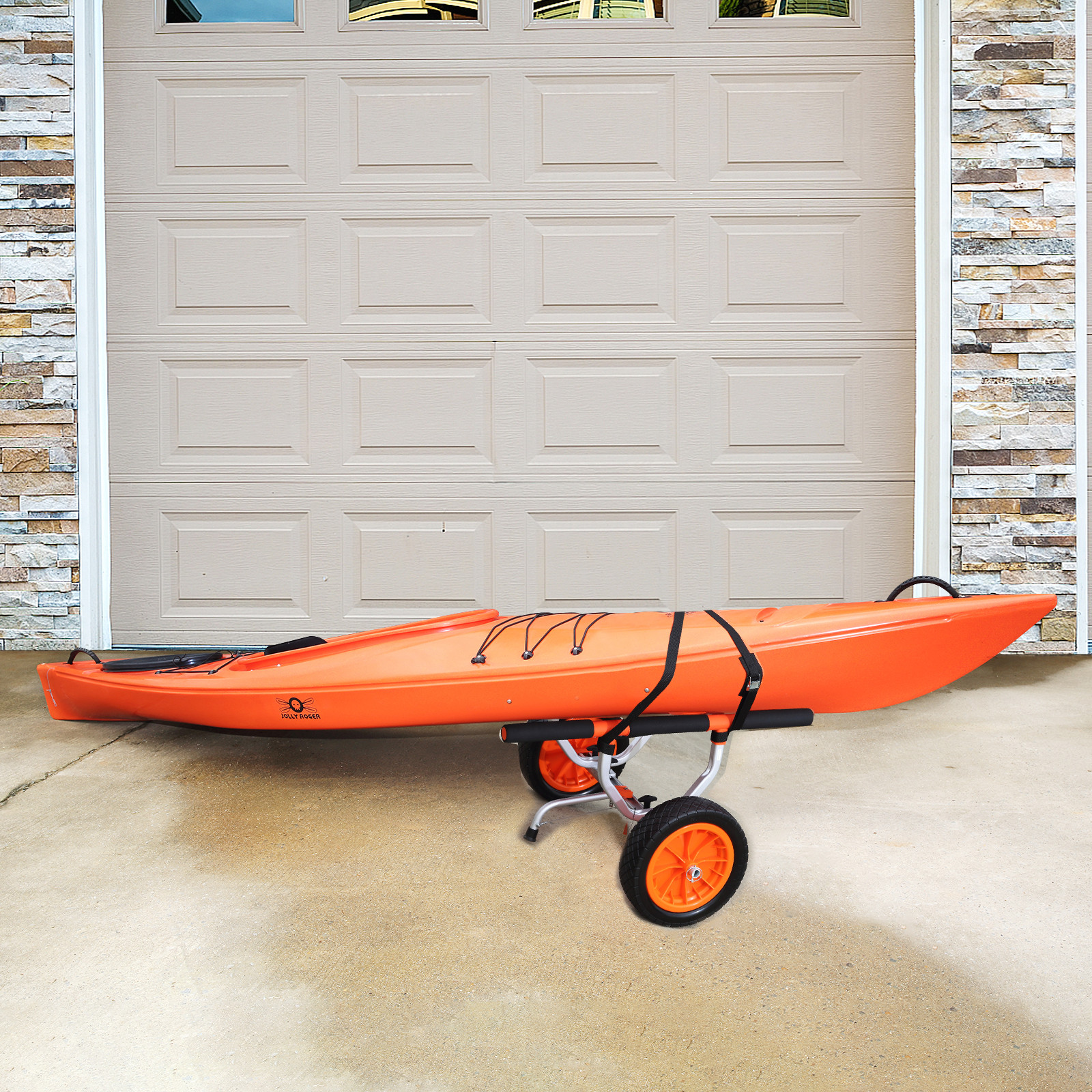 Adjustable Kayak Cart Canoe Boat Carrier 450lbs Load with 12” Solid Tires