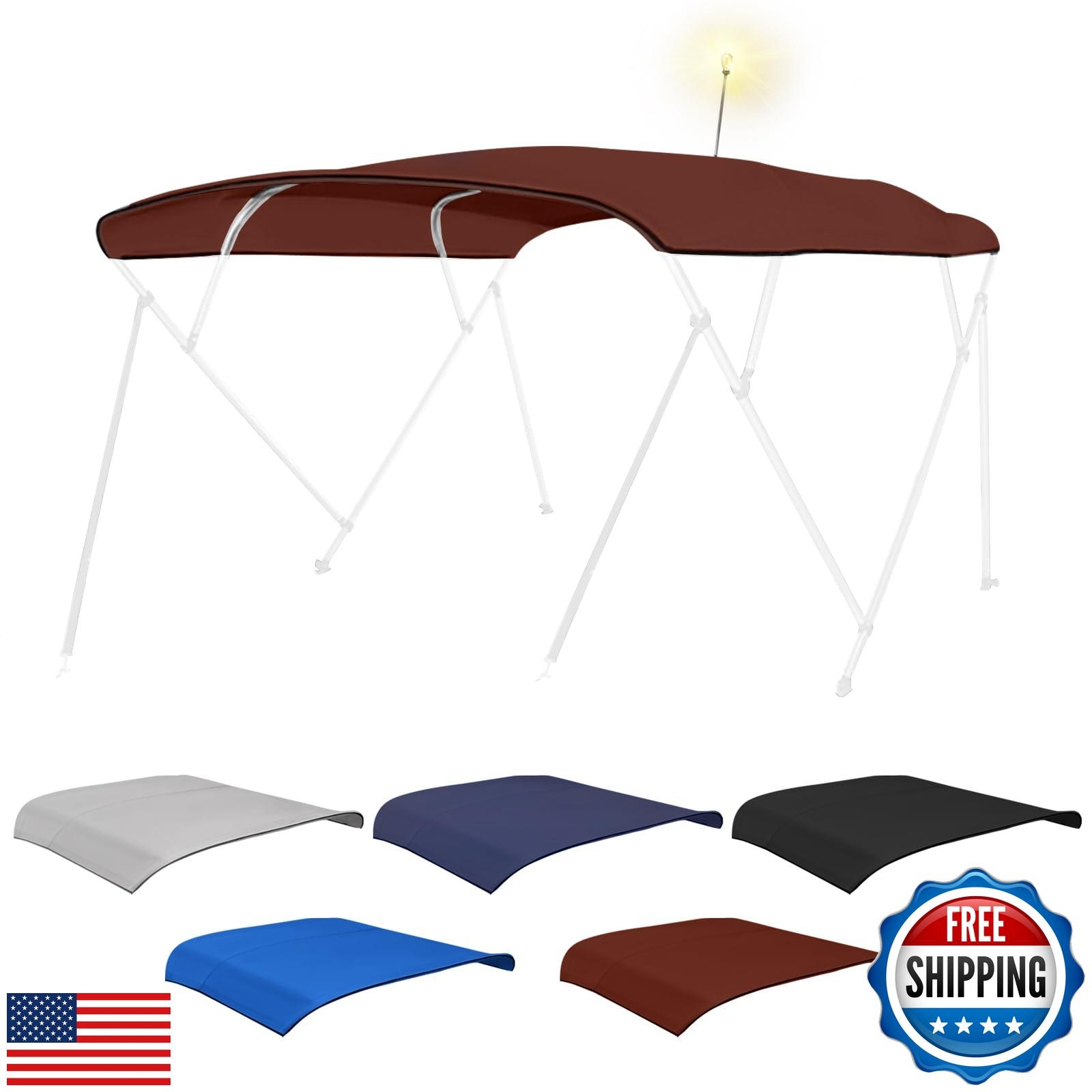 Fuprosico Bimini Top Replacement Canvas with Light Hole for Boat, 4 Bow 8L 73
