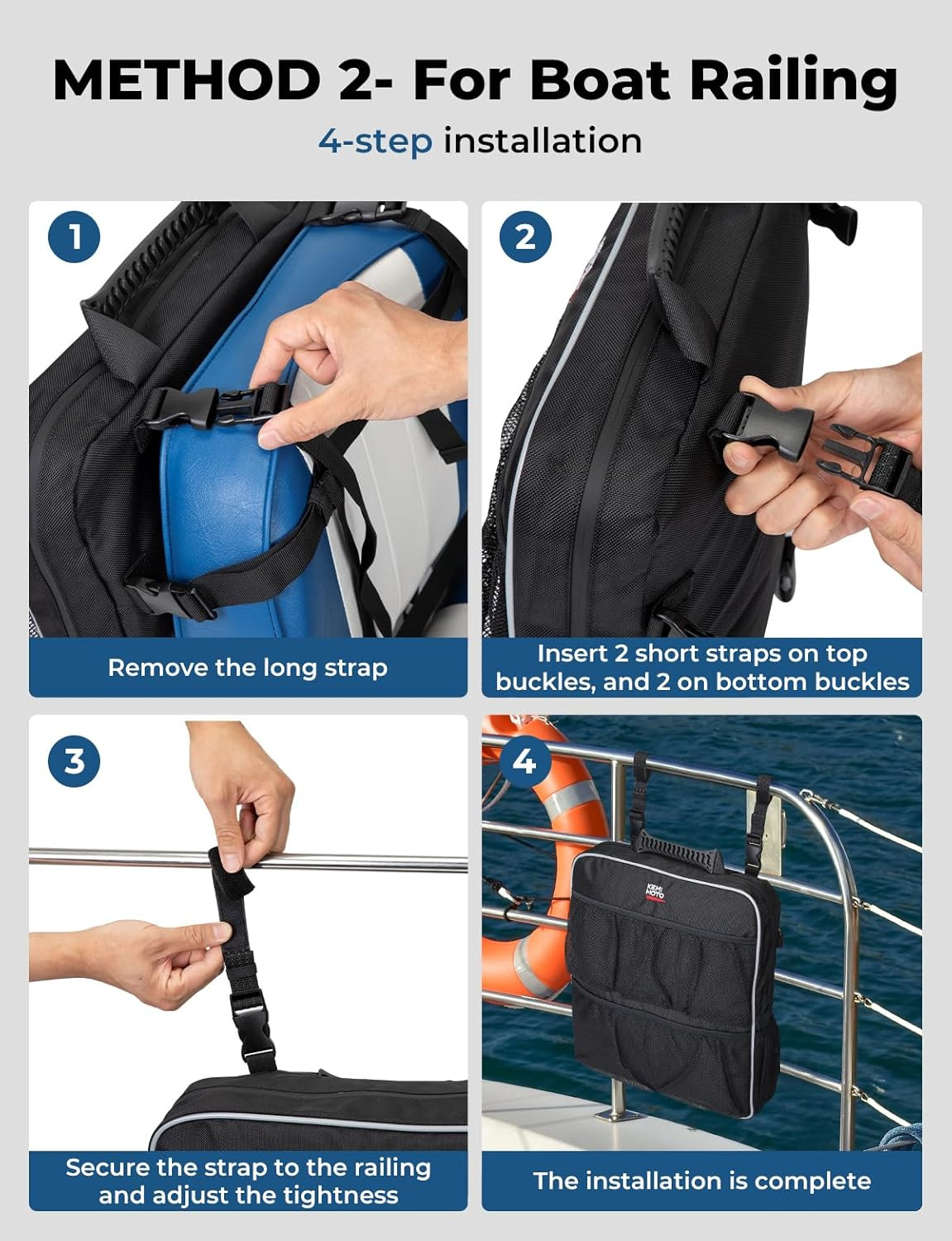Boat Storage Bag, Boat Seat Backpack Boat Storage Organizer with Mesh Pockets, W