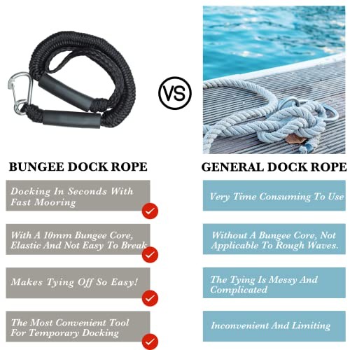 4FT Anchor Bungee Line Bigger 316 Stainless Clip Boat Bungee Dock 4Feet Black