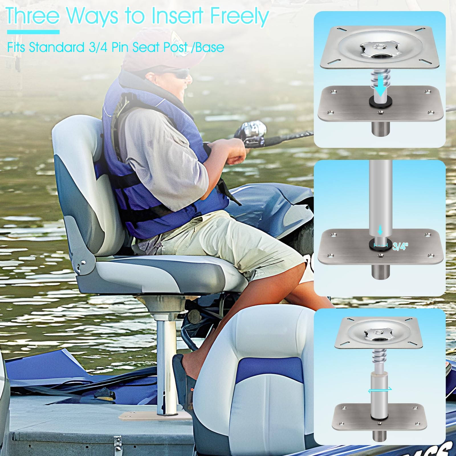 CLLOMAGY Boat Seat Base Mount 1pack 4×8 Stainless Steel, Metallic