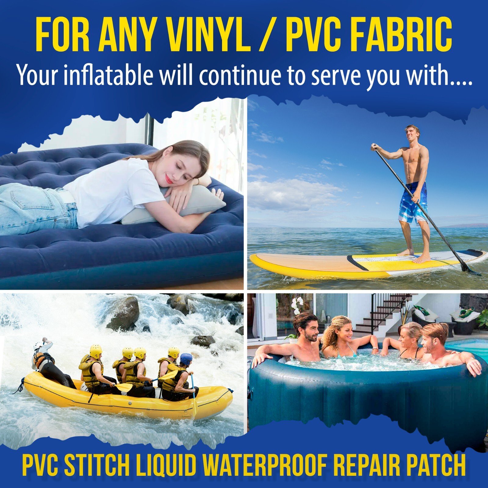 Aqua PRO Repair Kit for Inflatables & Underwater Gear | Waterproof Glue + Cord |
