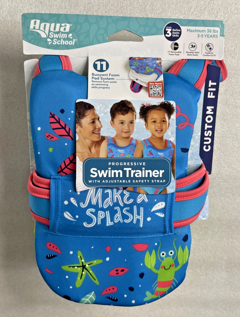 Aqua Swim School Progressive Swim Trainer w/ Adjustable Strap 3-5 Years Level 3