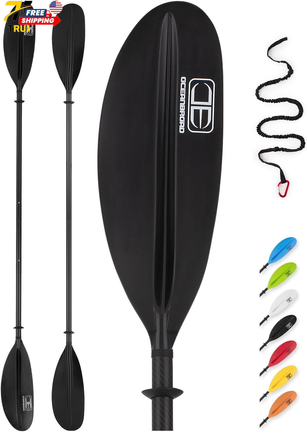 Adjustable Carbon Fiber Kayak Paddle 86In/220Cm to 94In/240Cm Kayaking Oar for A