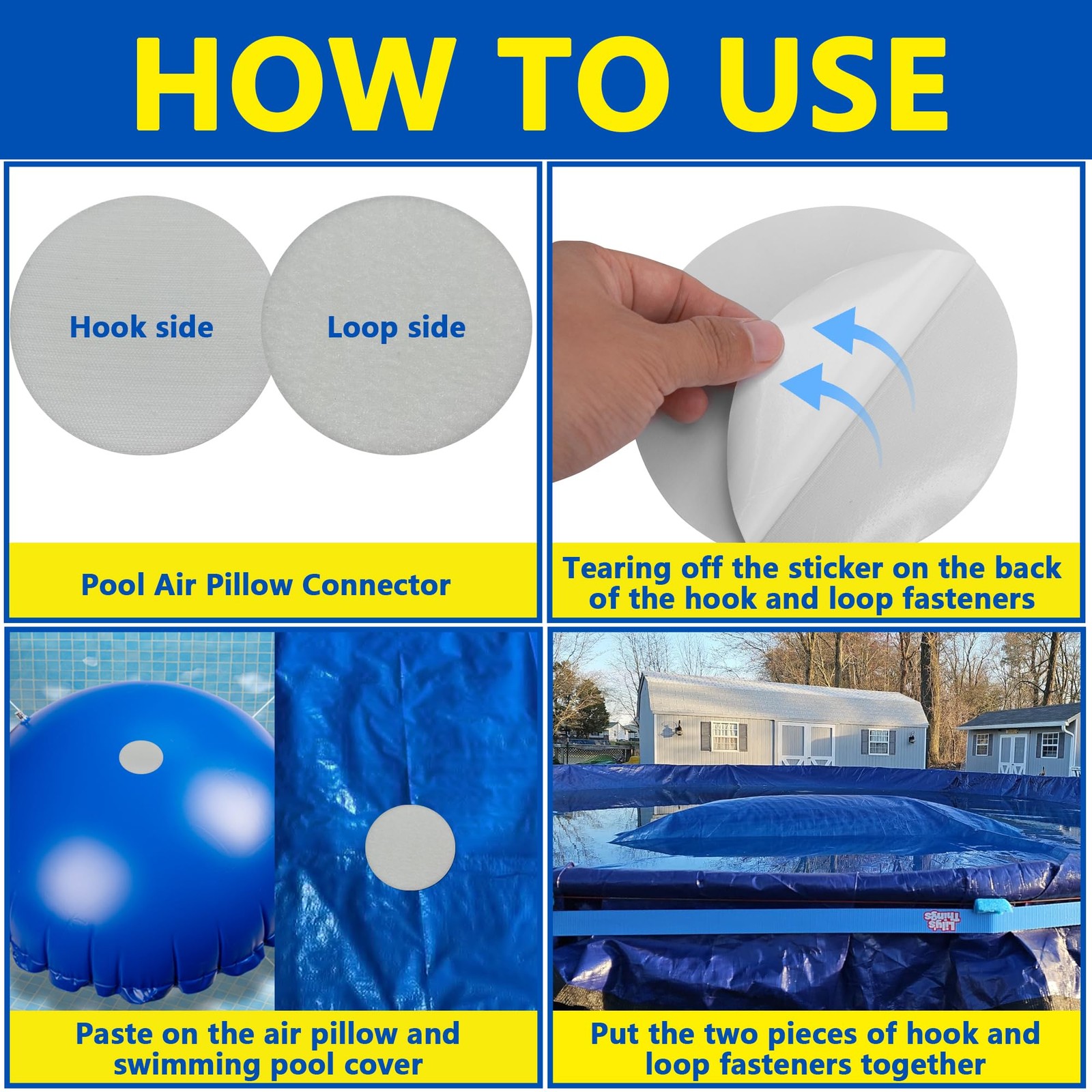 6 Set 5” Larger Pool Pillow Connector, Adhensive Winter Pool Cover Stickers,…