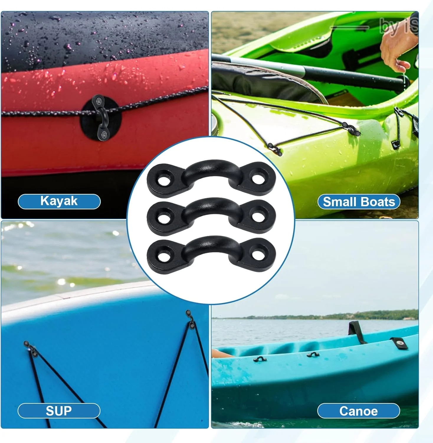 Kayak Accessories Pad Eye Kit 10PCS Nylon Pad Eyes with 20Stainless Steel Screws