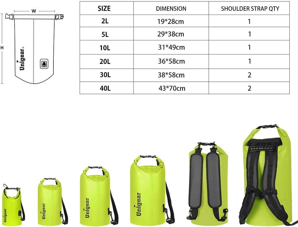 Unigear Dry Bag Waterproof, 2L/5L/10L/20L/30L/40L Floating and Lightweight Bags