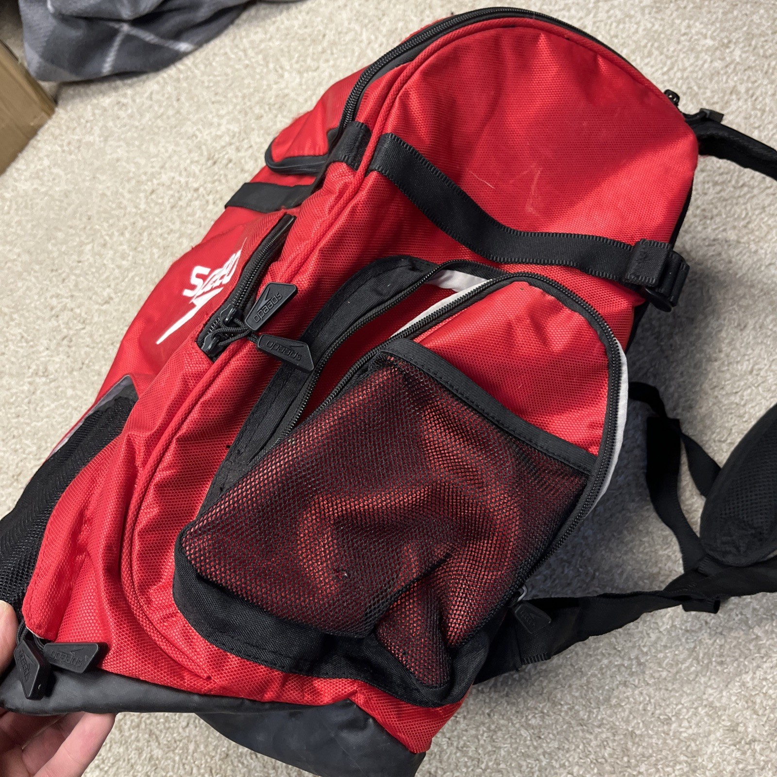 Speedo 35L Teamster Large Swim Backpack Red with Dirt Wet Compartment