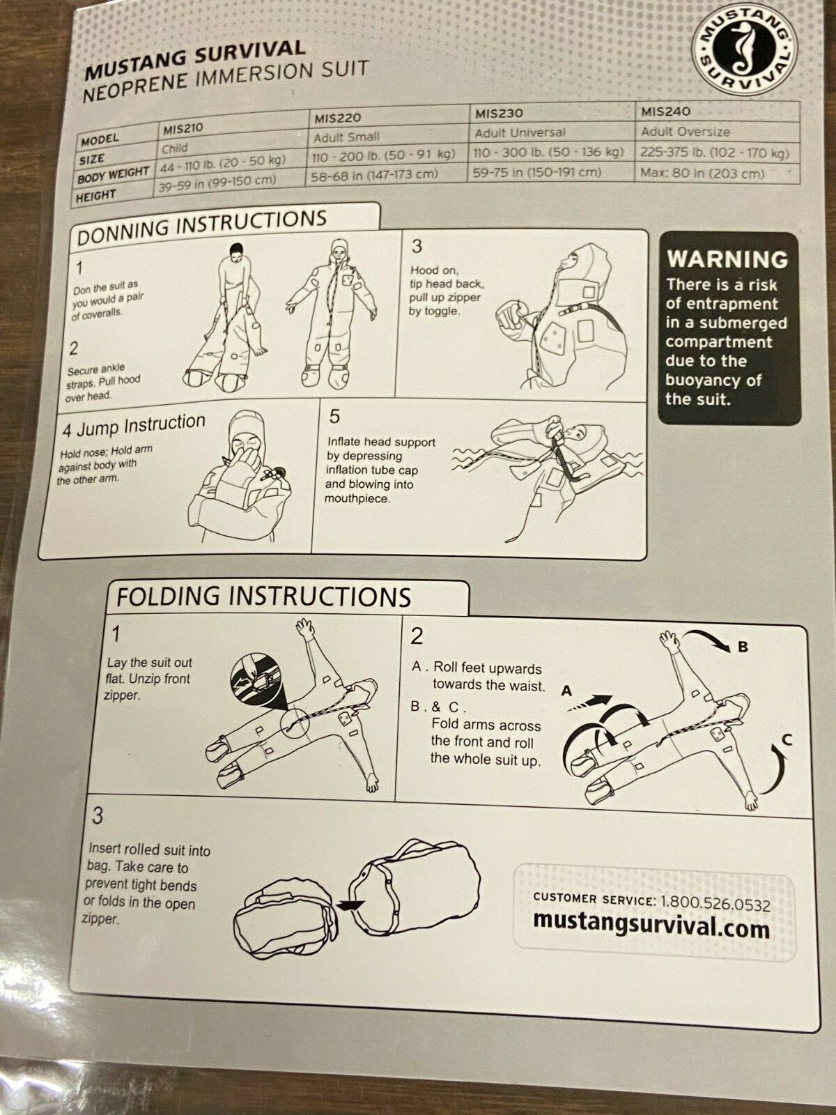 Mustang Survival Cold Water Neoprene Immersion Suit, CLOSE-OUT, Child, New,1/lot