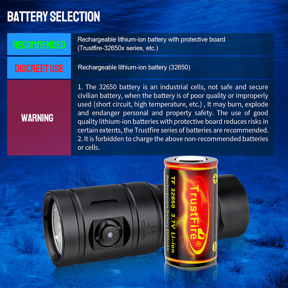 Trustfire 2350Lumen LED Diving Light Underwater 100M Scuba Flashlight For Video