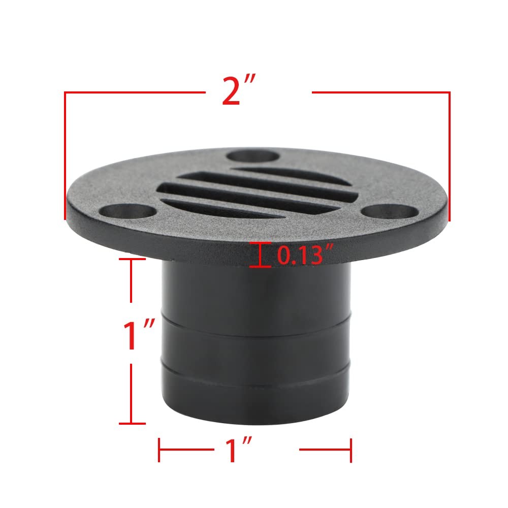 VTurboWay 2 Pcs Nylon 53 x 30mm Boat Floor Deck Drain Fit for Small, Black