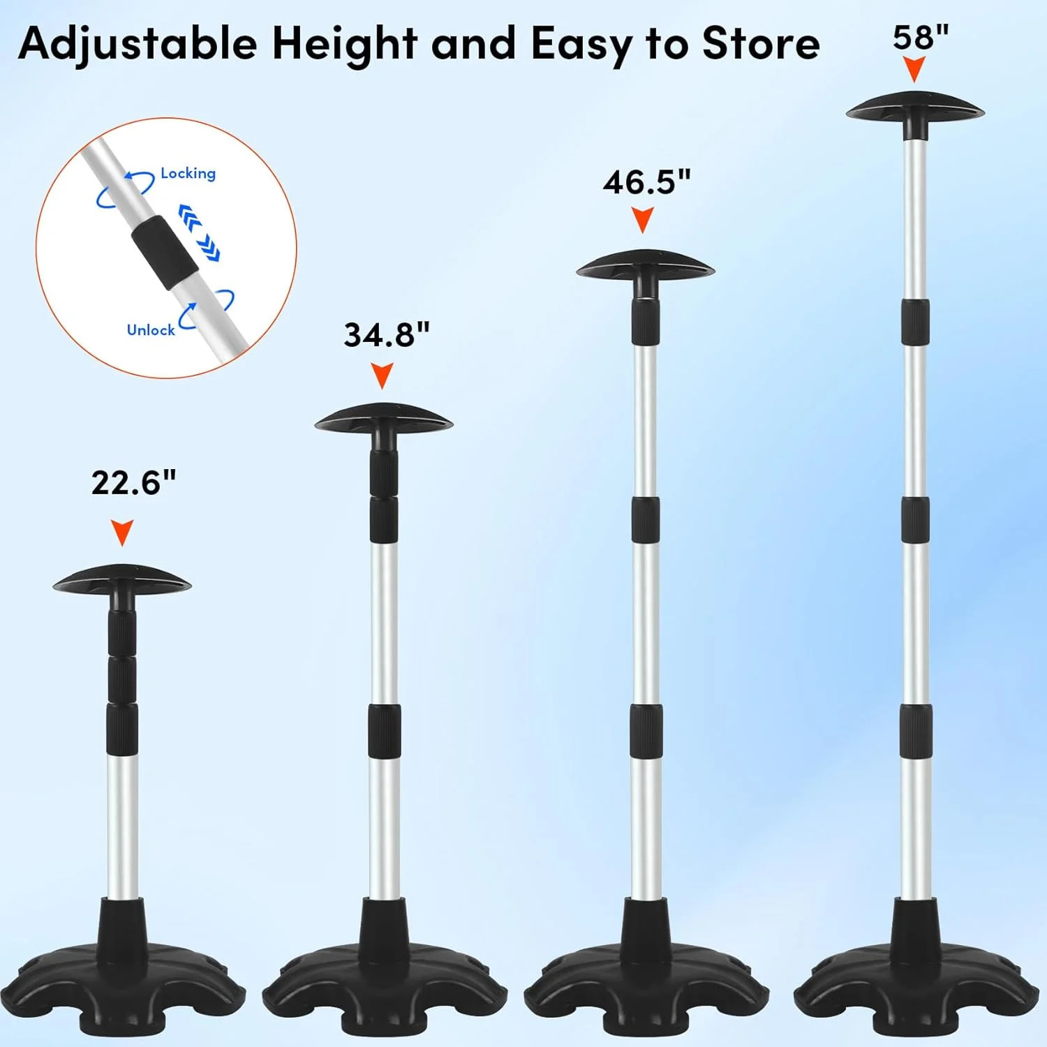 Boat Cover Support Poles 2 Pack,Height Adjustable Aluminum Support Pole with Non