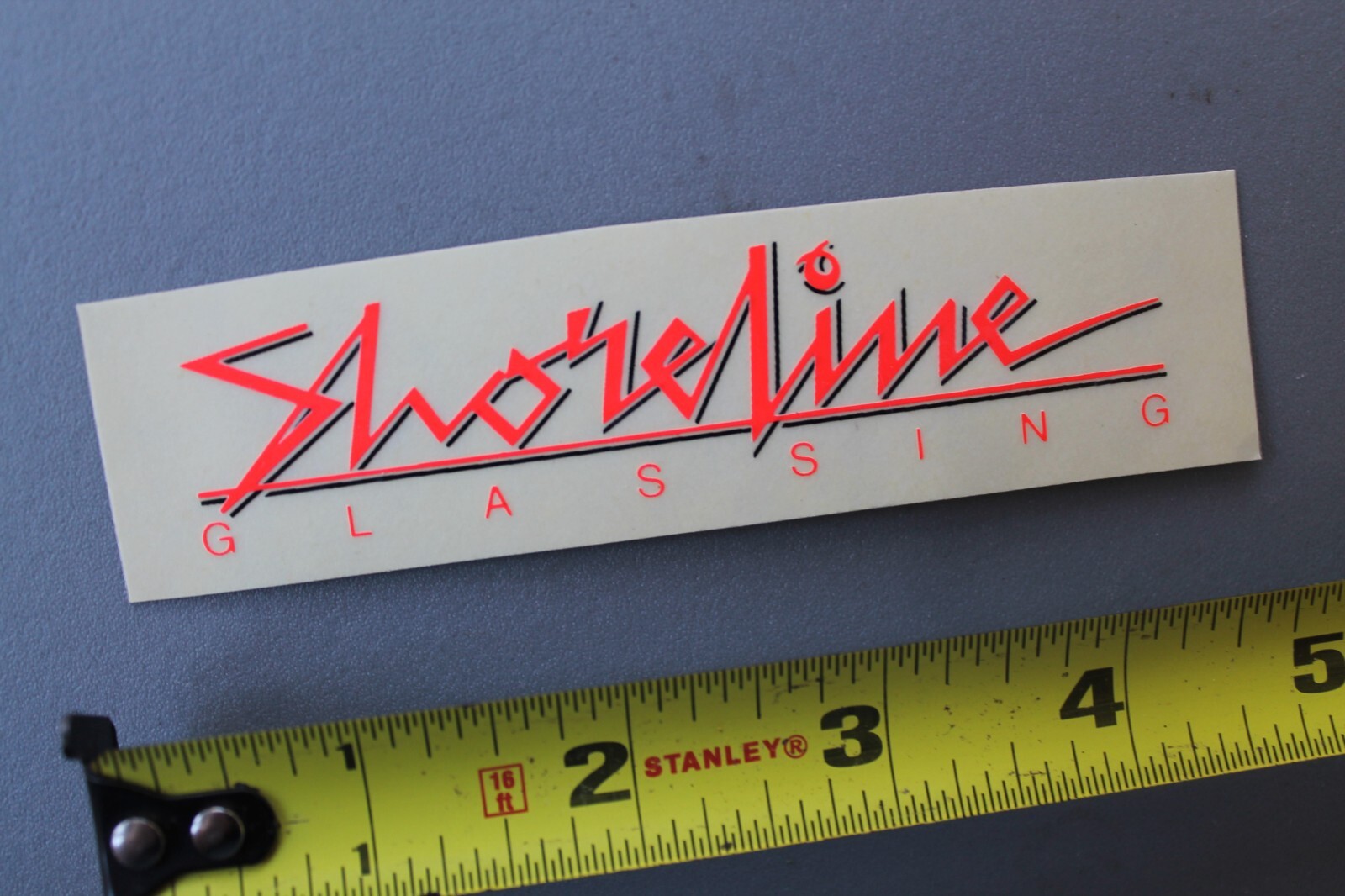 Shoreline Surfboard Glassing Clear Neon Orange OG V69B Vintage Surfing STICKER