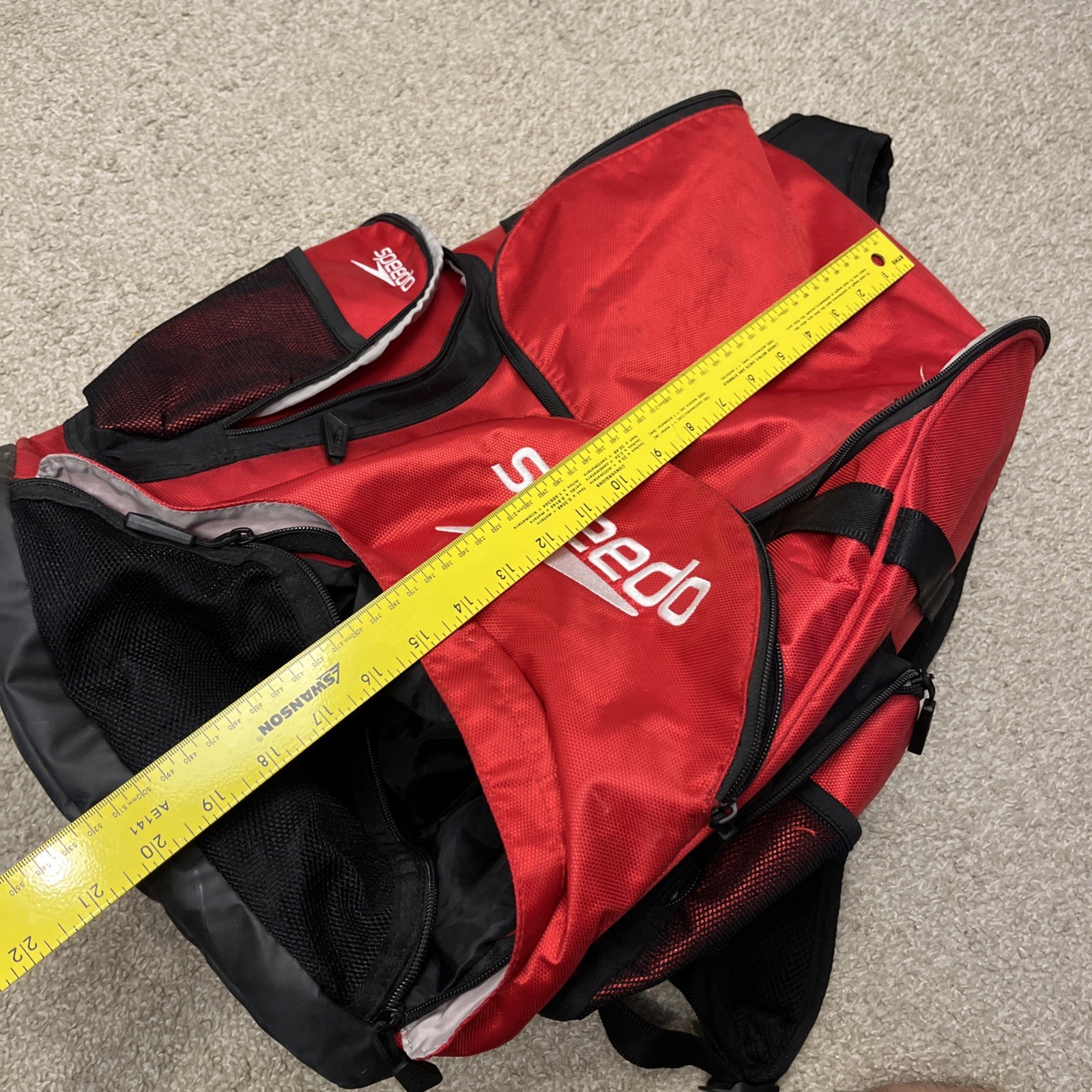 Speedo 35L Teamster Large Swim Backpack Red with Dirt Wet Compartment