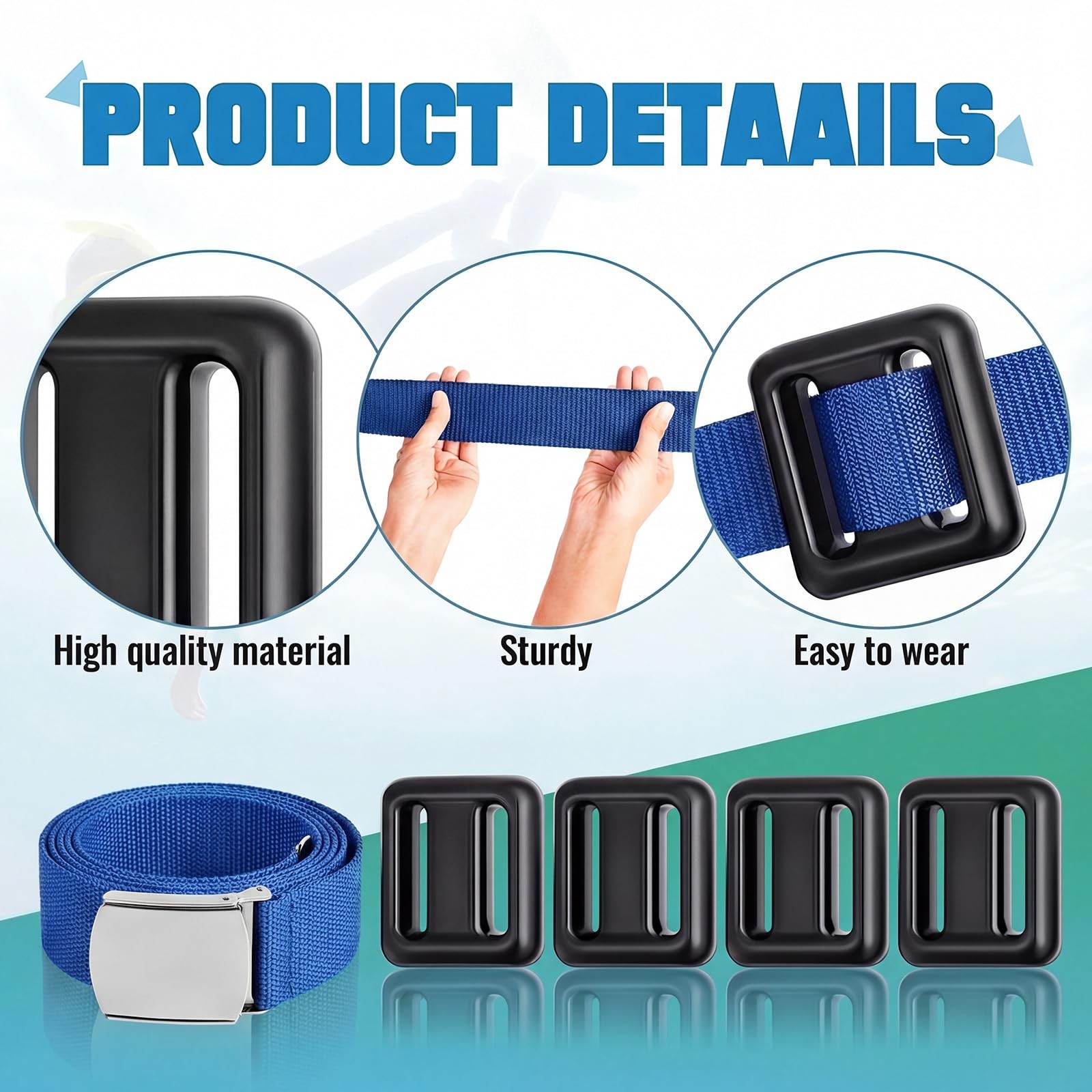 4 Pcs Dive Weights Belt for Scuba Diving Coated Dive Weights Nylon Belt with …