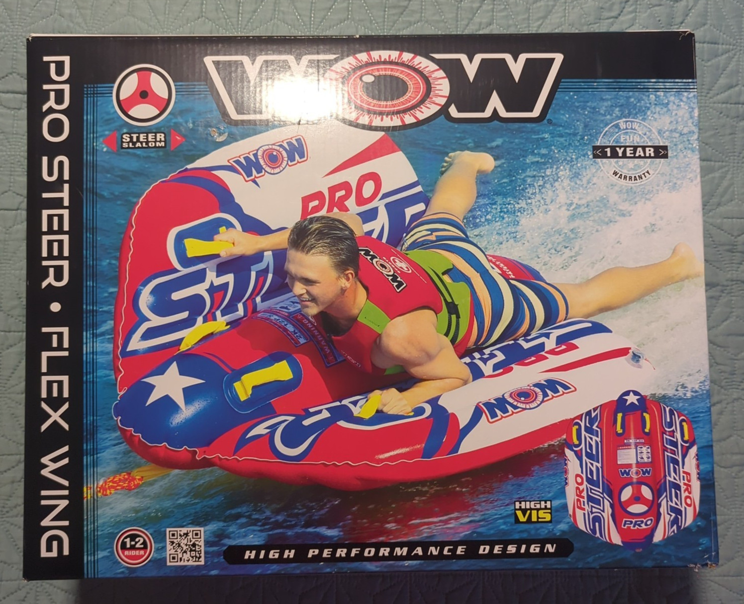 WOW Water Sports Pro Steer Flex Wing Inflatable Towable Tube 1-2 Riders NIB