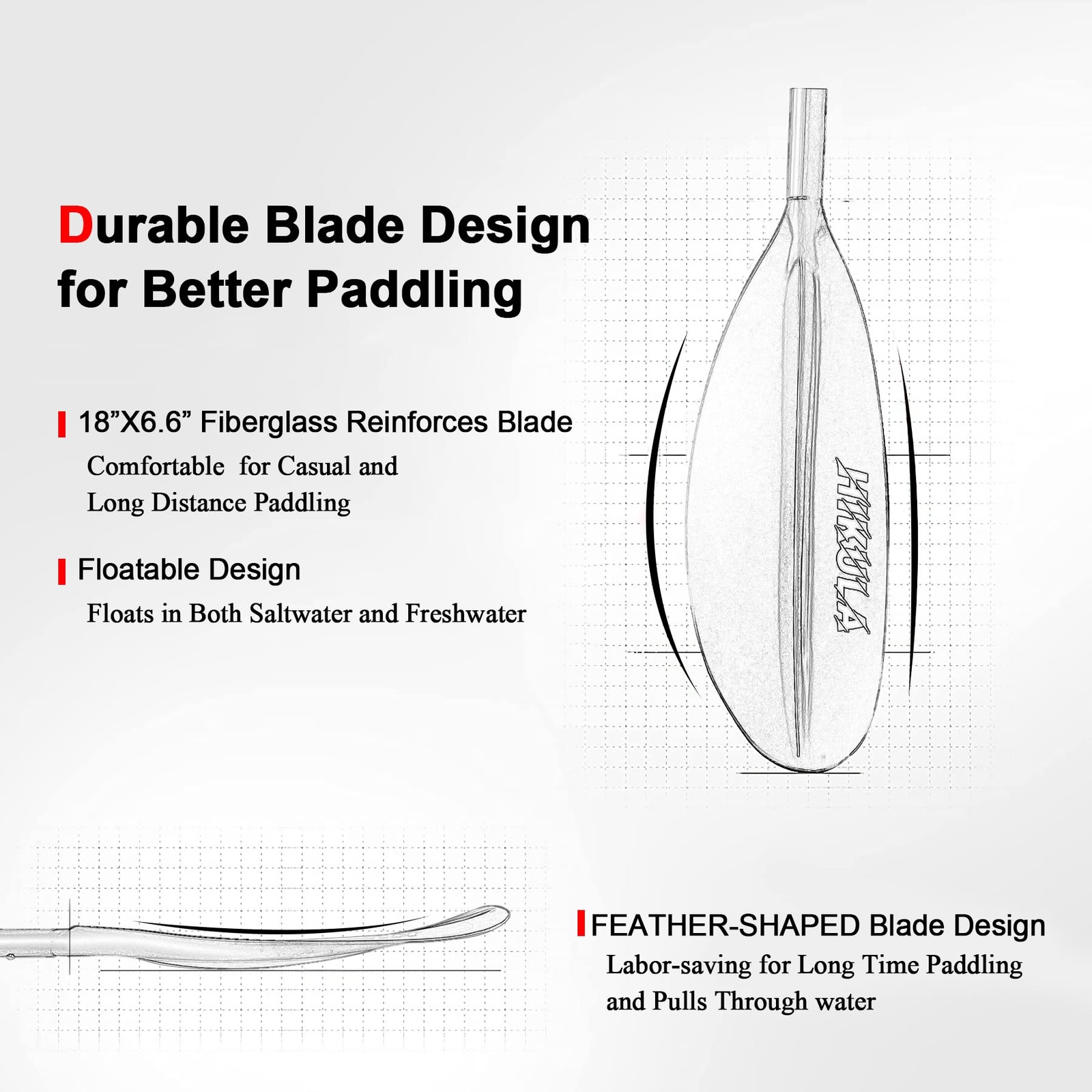 Kayak Paddle 4 Pieces Aluminum Shaft and PP Blade Floating 86.6in/220cm, 90.5…