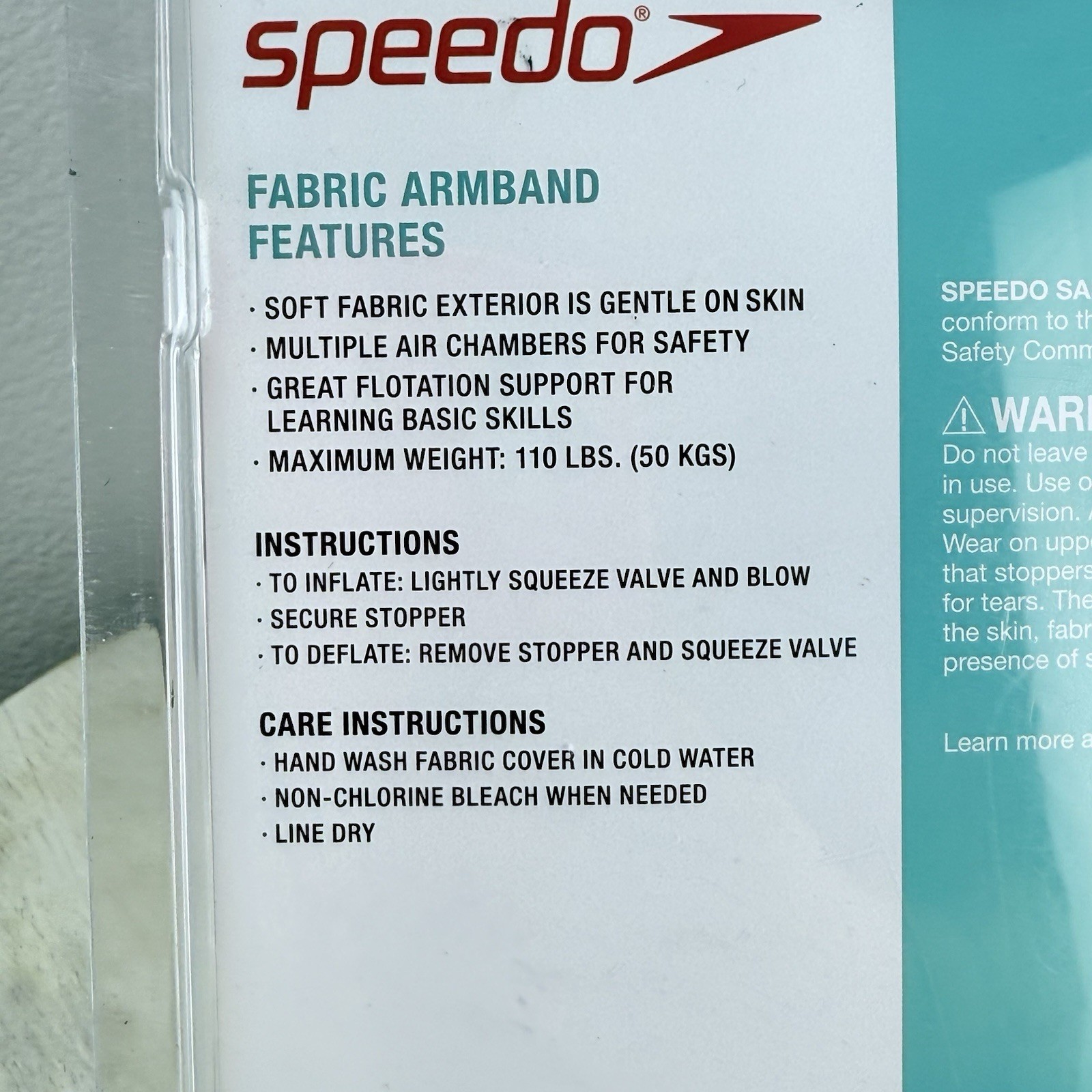 NEW Speedo Kids Fabric Swim Armbands – Inflatable Floats Up to 110 lbs