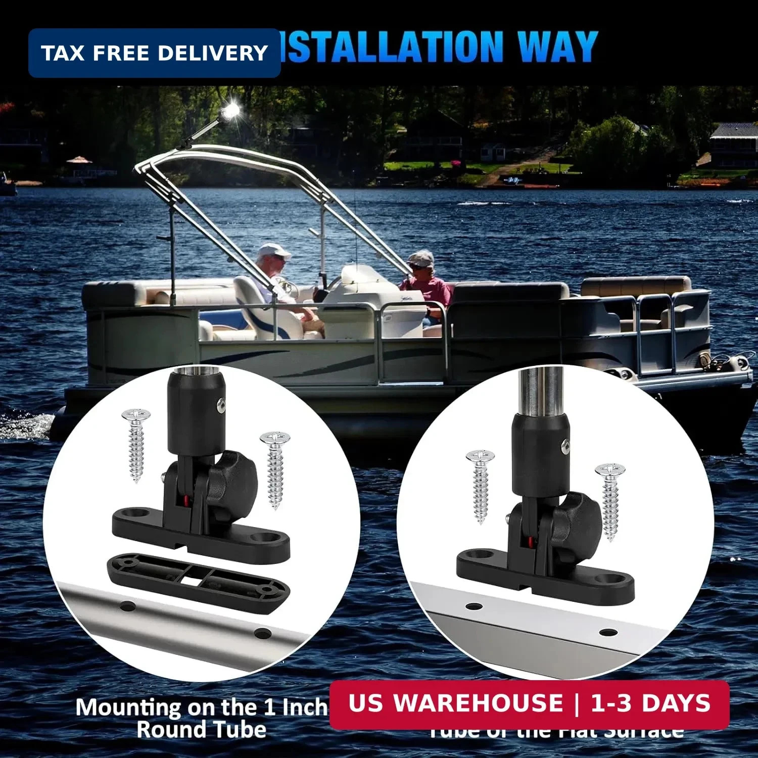 12 Inch Stern Light Bimini Top Anchor Light, LED Pontoon Navigation Lights Water