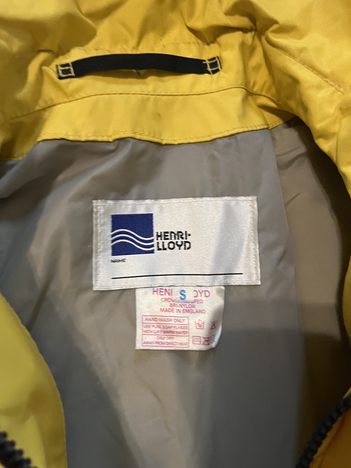 Vintage Henri Lloyd Sailing Jacket Heavy Duty Foul Weather Gear Yellow Size S