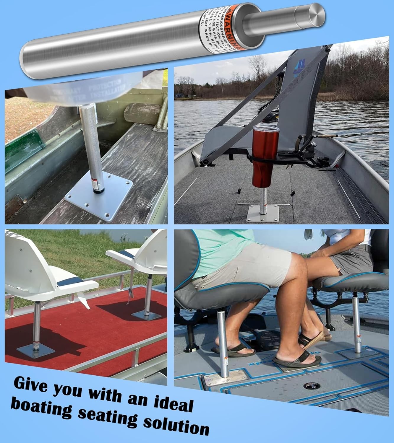 For 3/4″ Boat Seat Pin Post Aluminum Extension Pedestal Pole Marine Base Mount