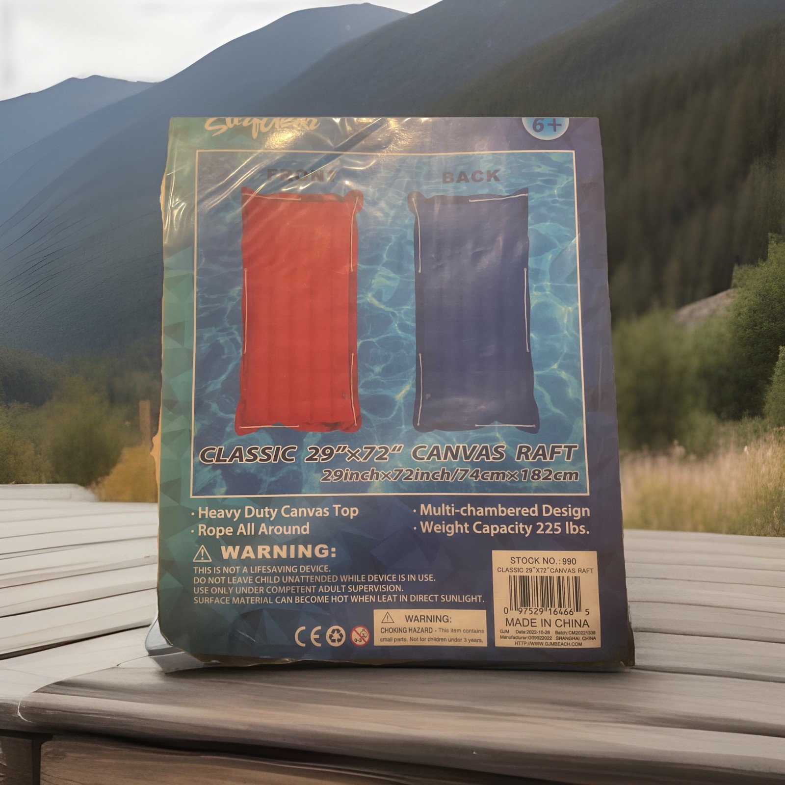 Surf Gear Classic 29″ x 72”Canvas Raft Red and Blue New in Bag