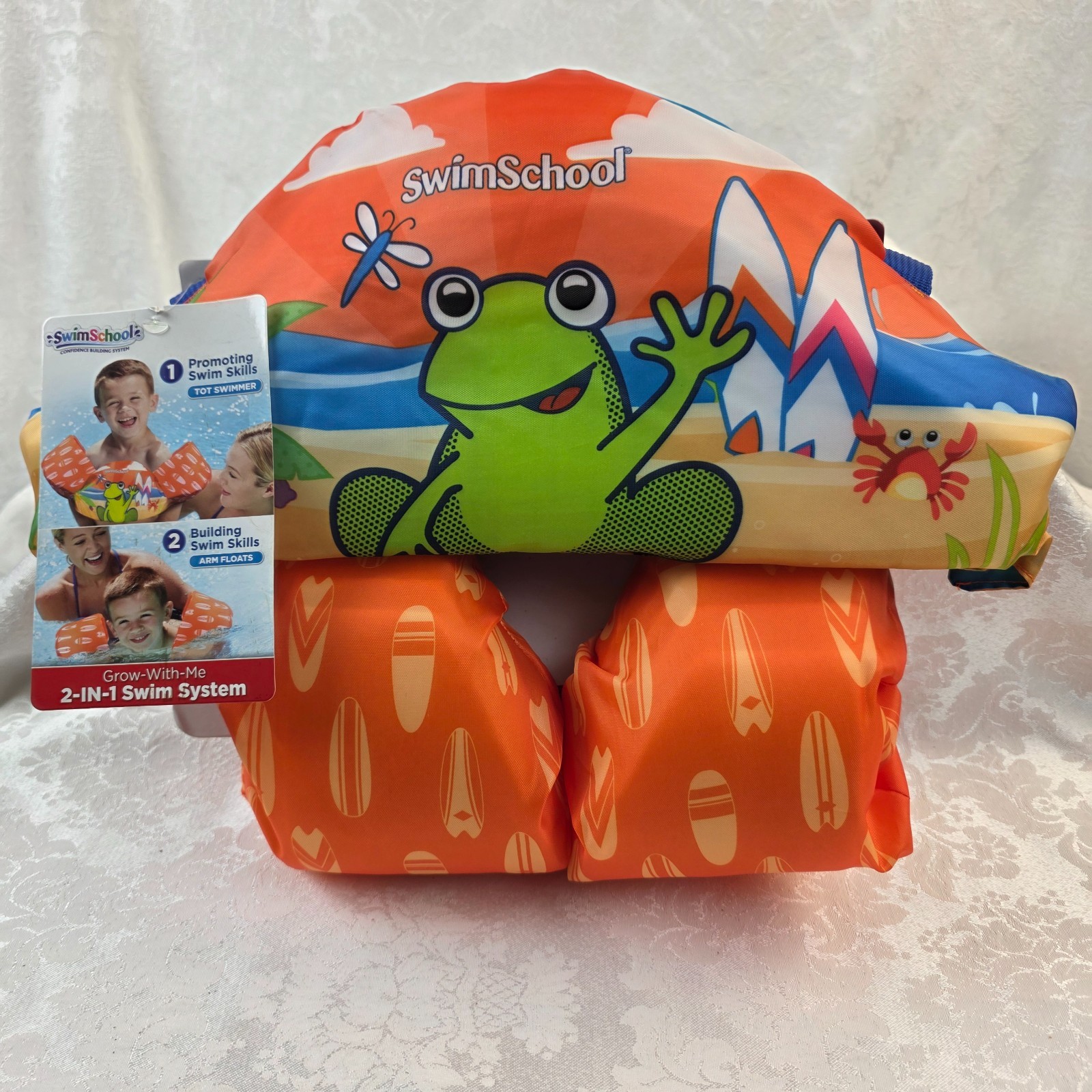 Child Swim Chest and Arm Floats 4-6 yrs made by Swimschool Frog orange
