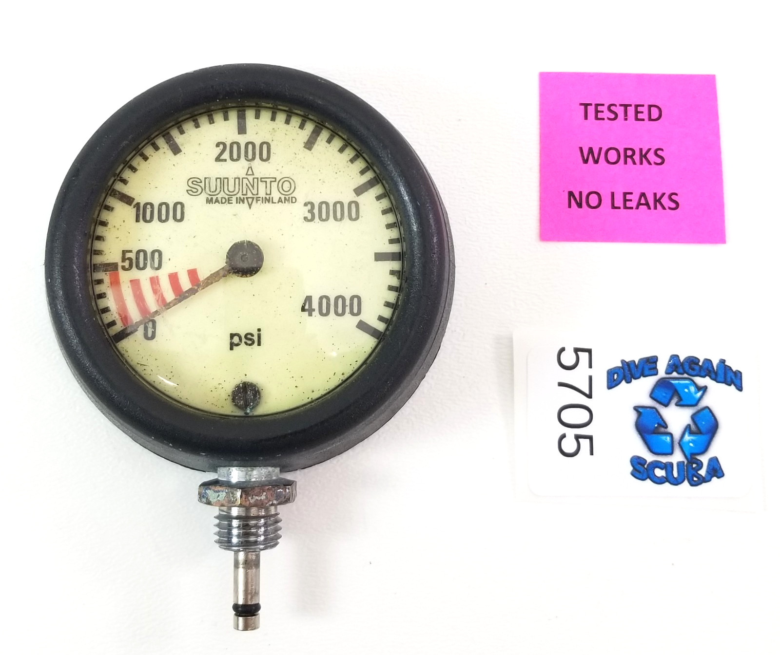 Suunto 4,000 PSI SPG Submersible Pressure Gauge Scuba Dive + HP Spool #5705