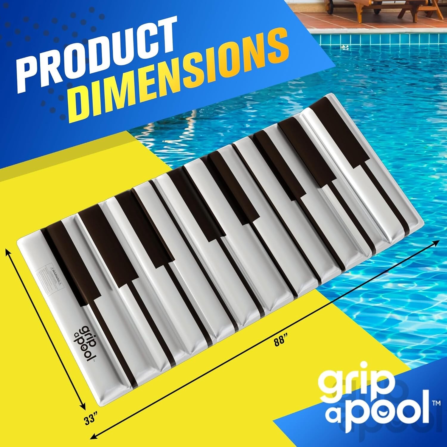 Pool Float Raft Lounger for Adults Floatie for Flat Laying Tanning Music Piano