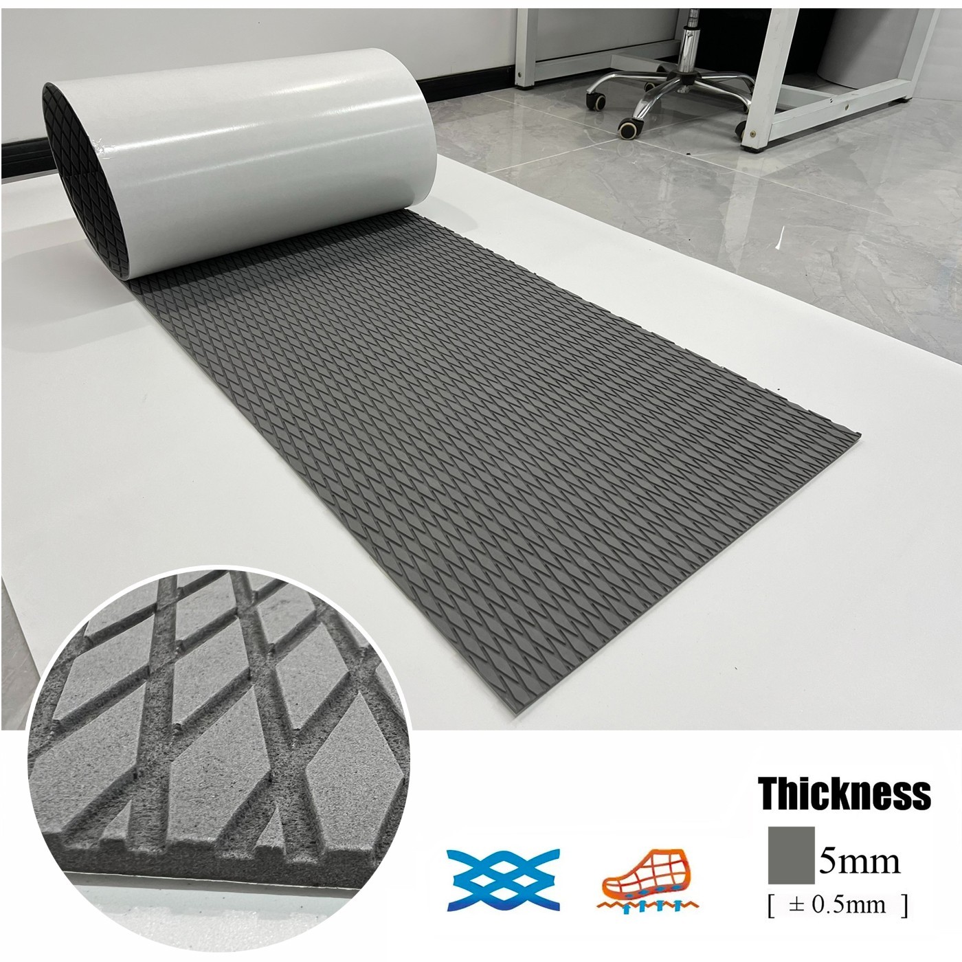 Surf Traction Pad Teak Marine Kayak Flooring EVA Foam Boat Decking Mat 35”x94”