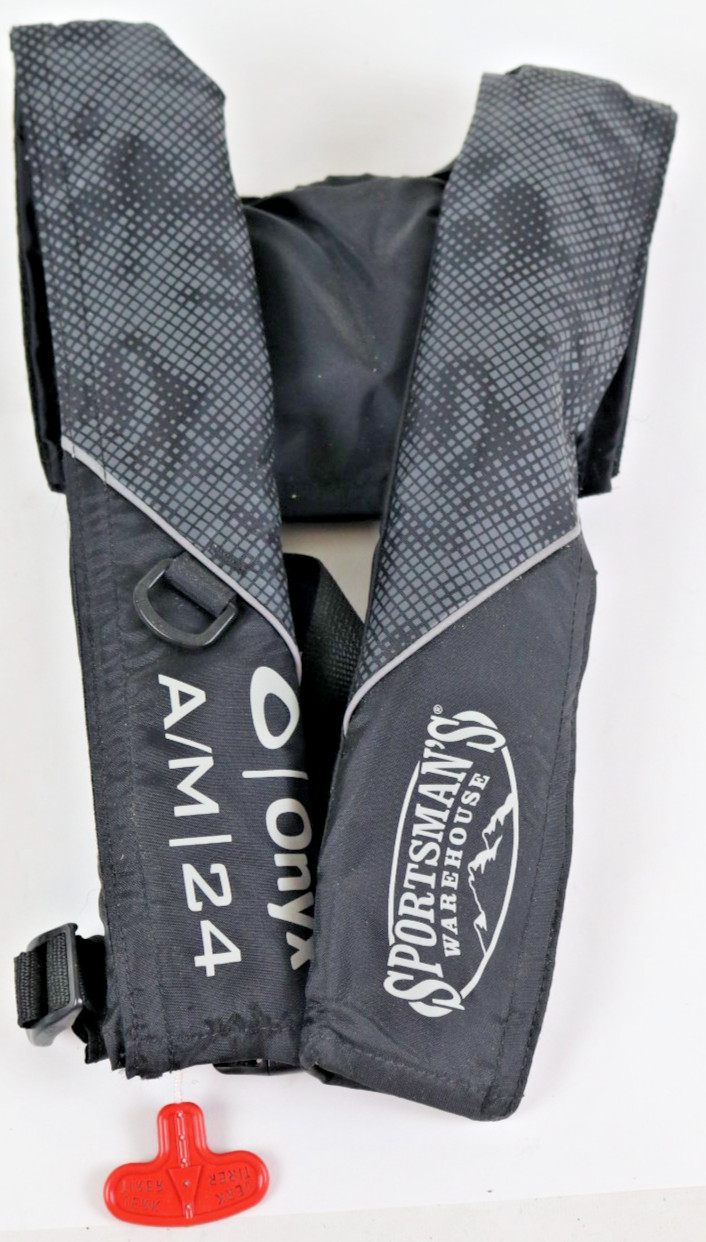 Inflatable Life Jacket ONYX A/M 24 Manual Black/ Gray 30″-52” Chest Adult