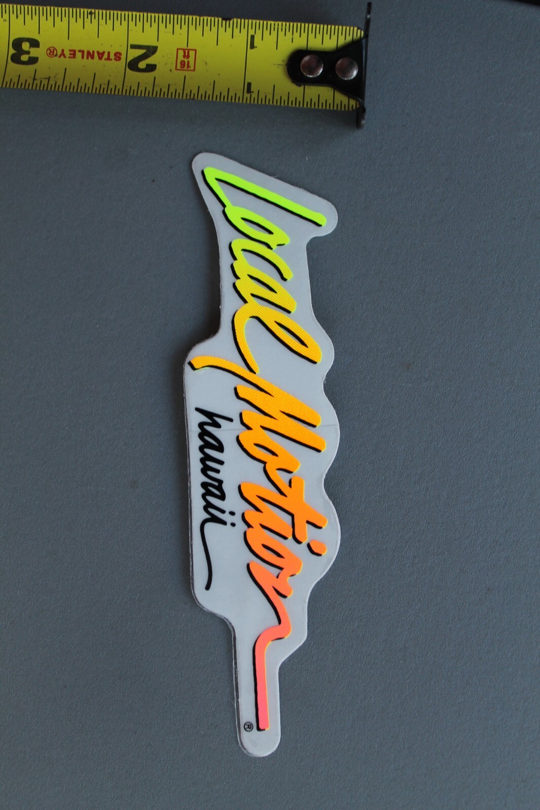 LOCAL MOTION Hawaii Clear Neon Orange Yellow 80’s Surf Vintage Surfing STICKER
