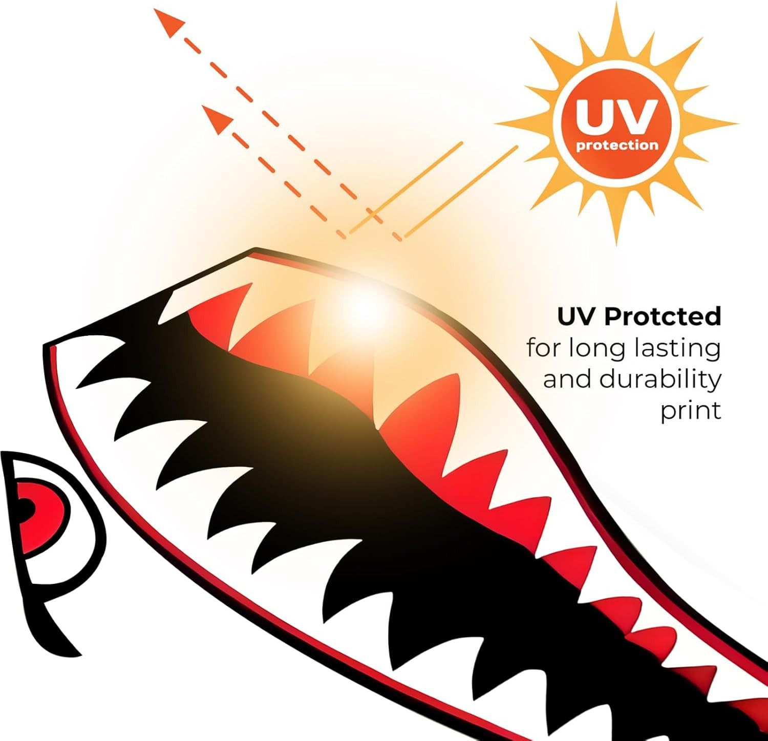 Shark Teeth Sticker， Waterproof PVC Flying Tiger Shark Mouth Decal for Kayak, Ca