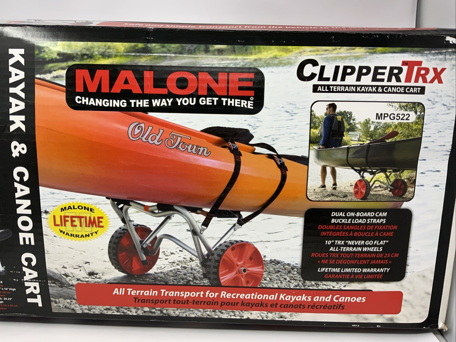 Malone Clippertrx All Terrain Kayak Canoe Cart Never Flat Tires 200 Pound Load