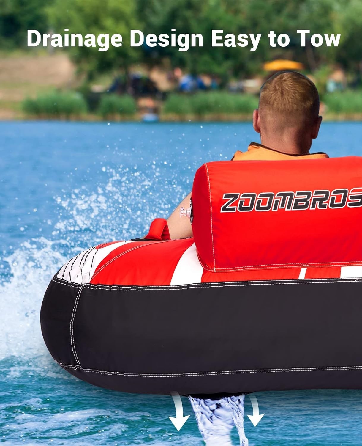 Towable Inflatable Tube Raft 2 Person Lake Water Raft Tow Behind Sports Float