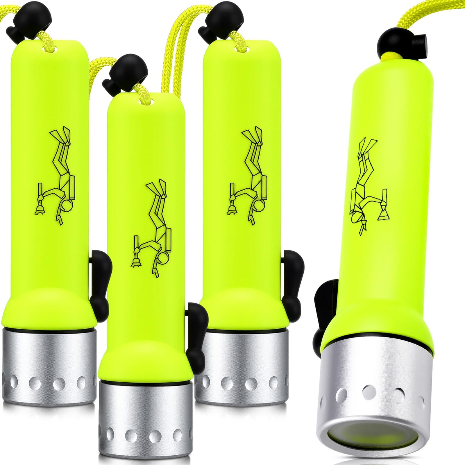 Retisee 4 Pack Scuba Diving Flashlight, 1000 Lumen T6 LED Dive Light Green
