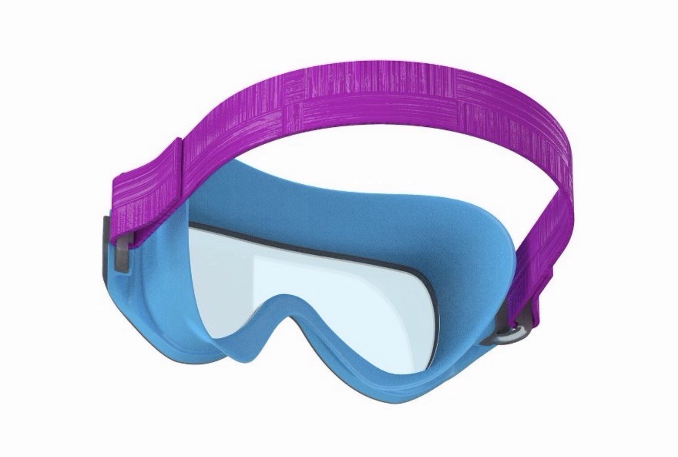 Speedo Kids’ Swim Mask with Fabric Strap – Blue/Purple Ages 3-6 Polycarbonate