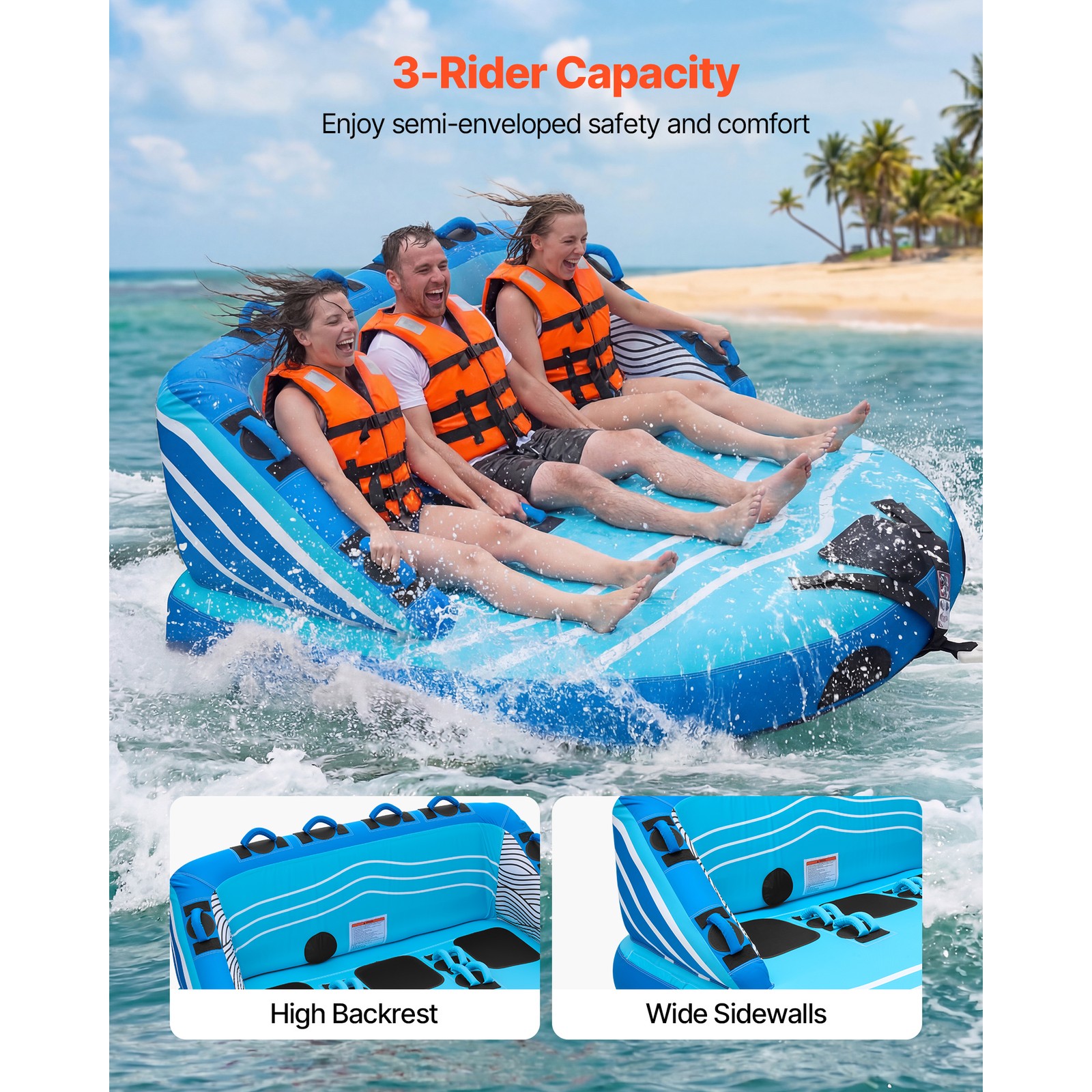 Uimoso Towable Tubes for 3 Riders – Inflatable Water Sports and Boating Fun