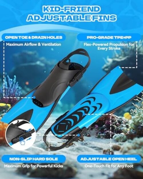 Snorkeling Gear for Kids Youth – Anti-Fog Diving Mask, X-Small Black
