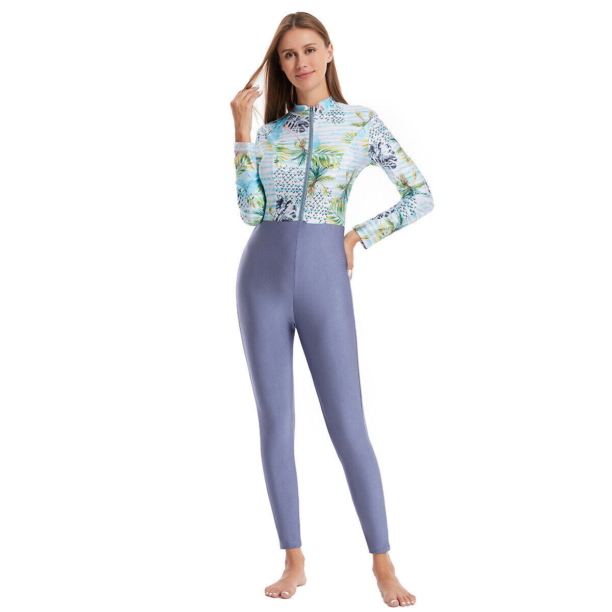 Swimwear Set Women Muslim Printed Elastic One Piece Swimwear Beach 3 Piece Set