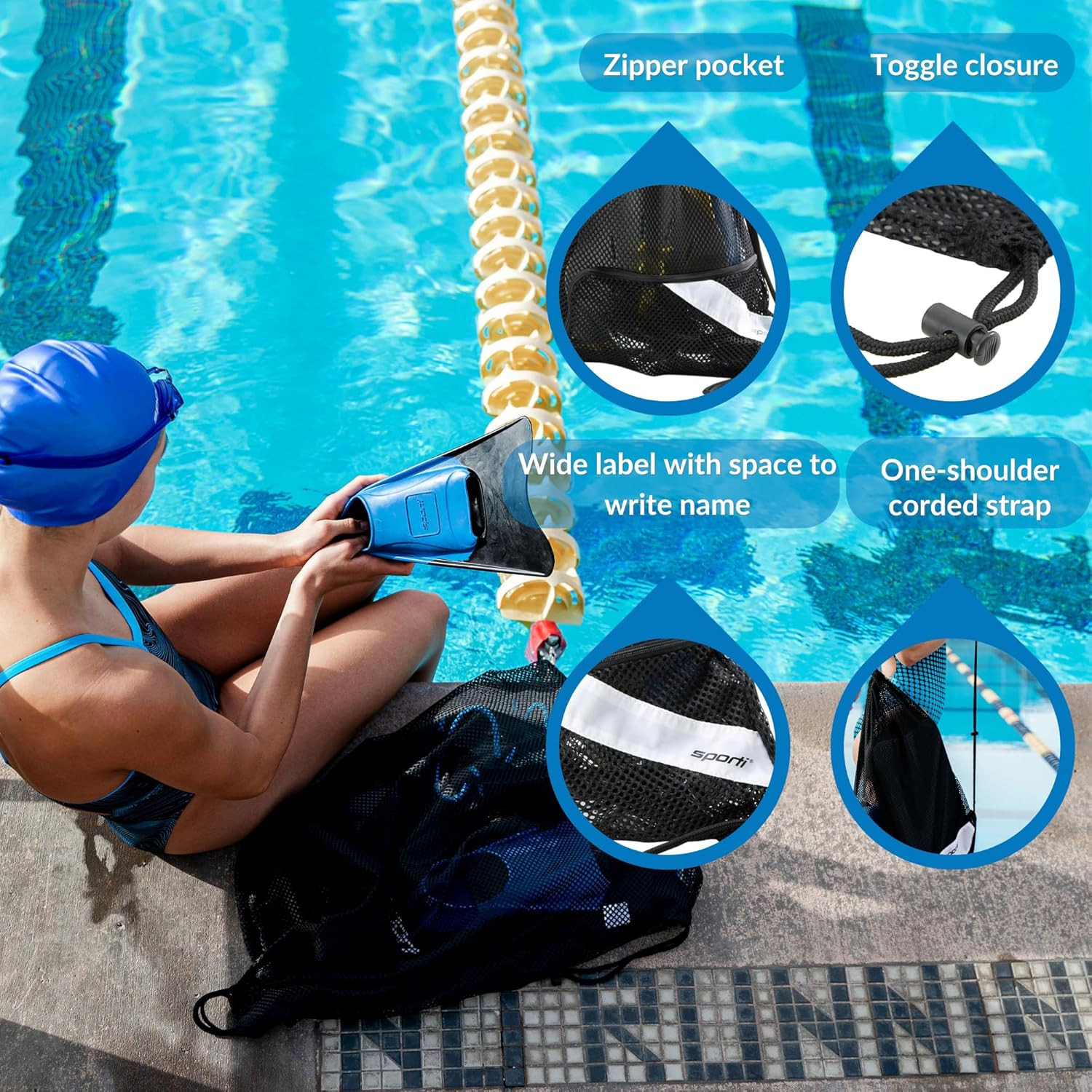 Swimming Equipment Bags, Mesh Drawstring Backpack,Swim Bag for Swimmers,Mesh …