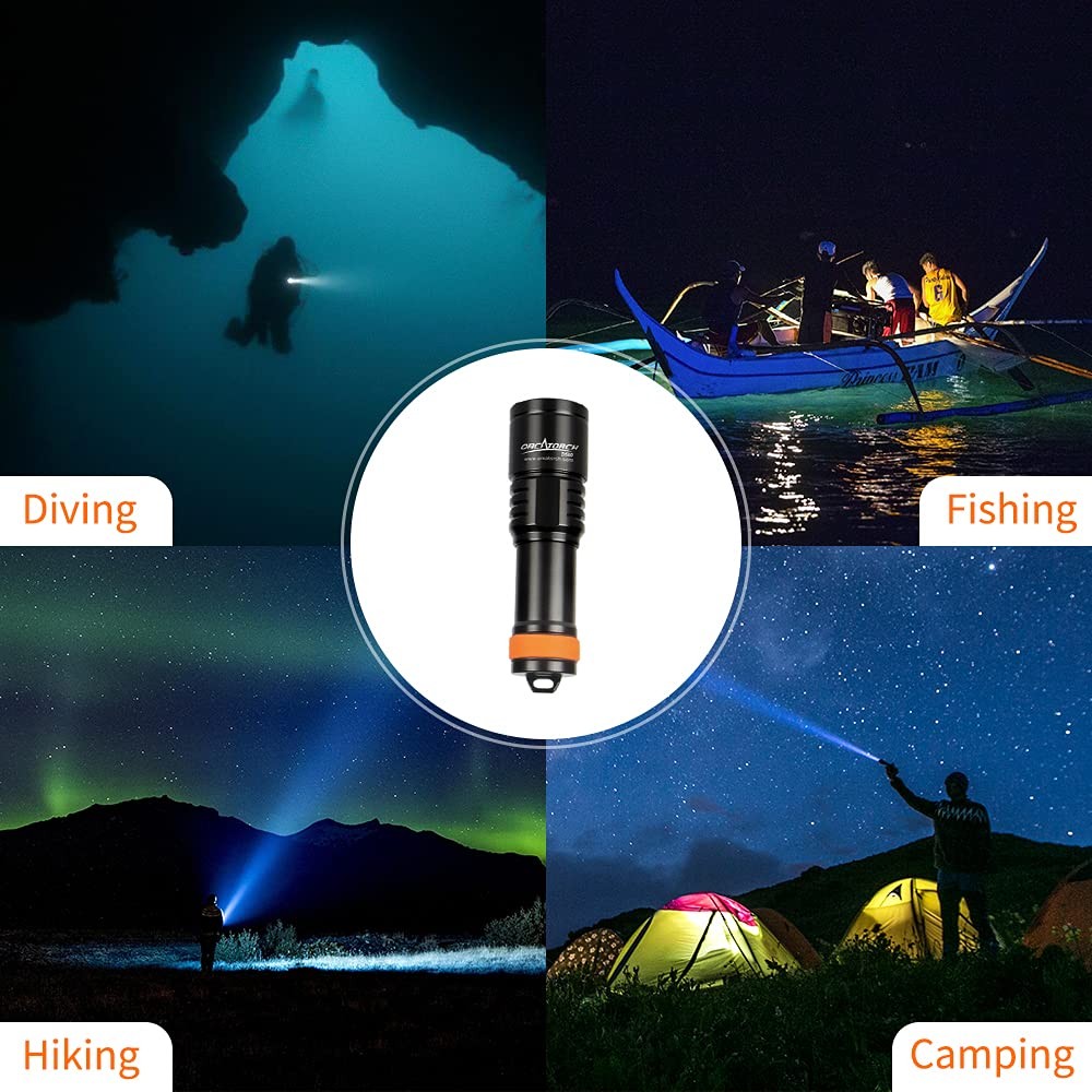 ORCATORCH D580 Scuba Dive Light, Max 530 Lumens Underwater Flashlight with 6 Deg