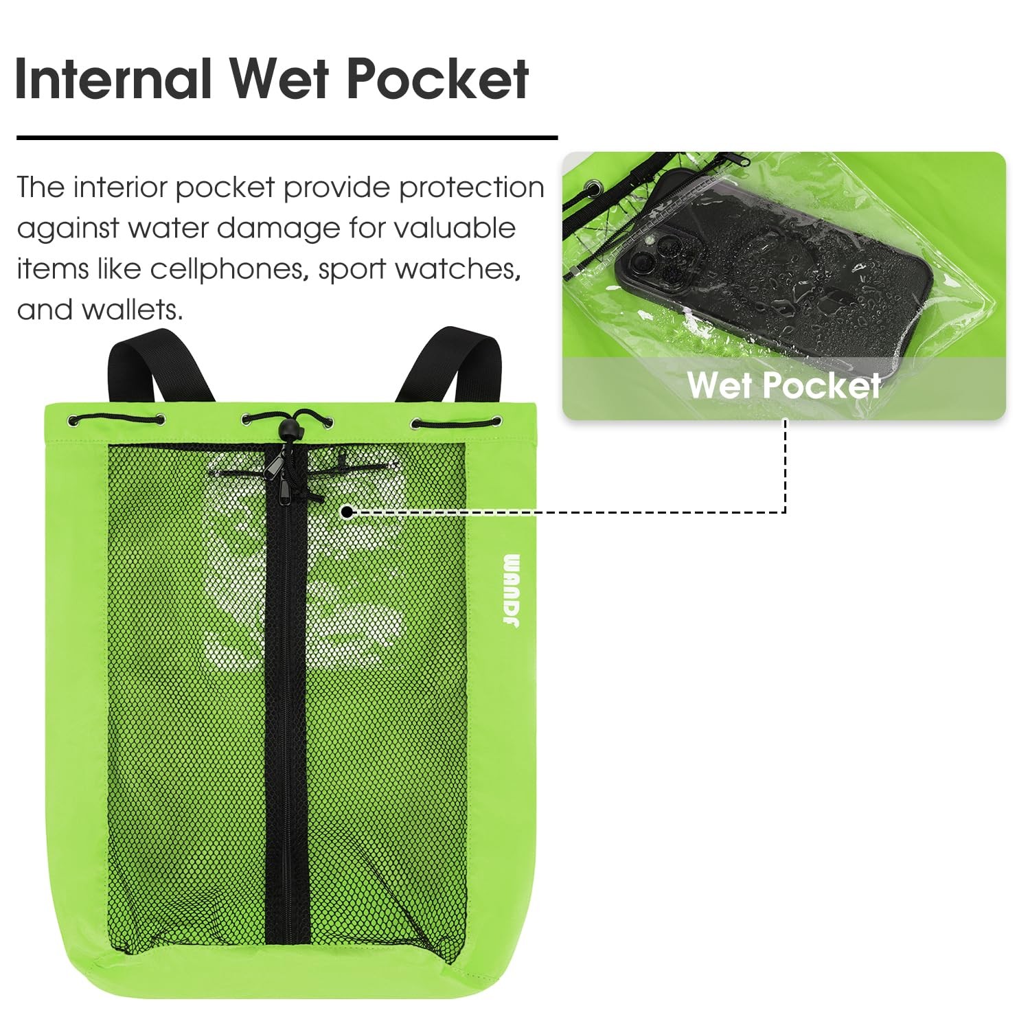 Swim Bag Mesh Drawstring Backpack Beach Gym Workout Gear Organizer Bag